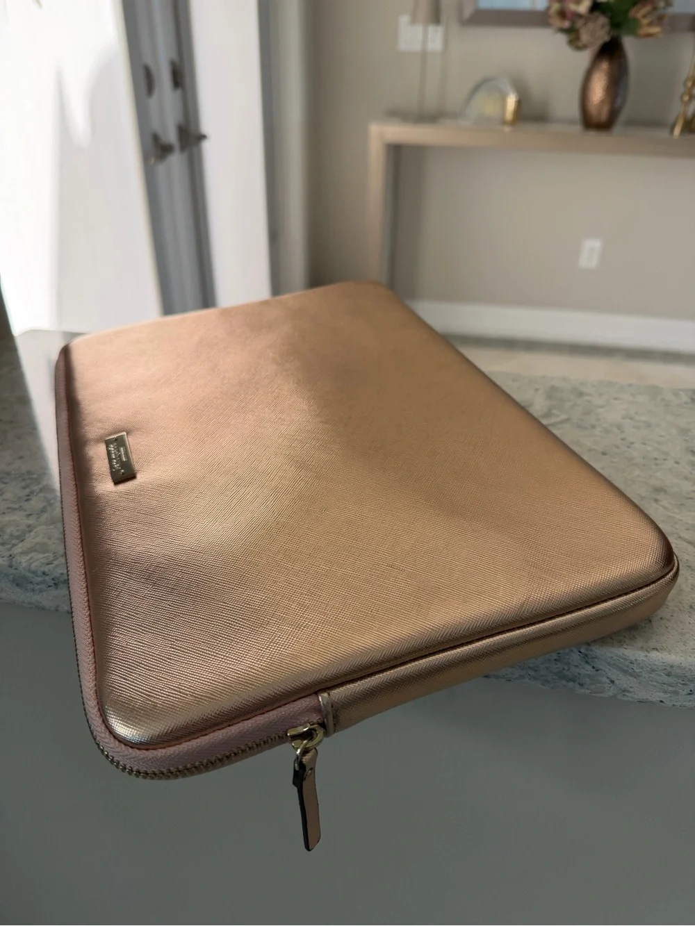 Kate Spade Metallic Rose Gold Laptop Sleeve (For up to 15” Laptops)